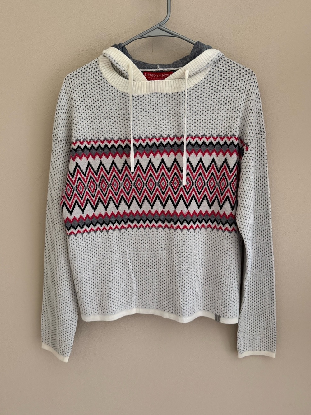 Krimson Klover Ziggy Hoodie Size S Women’s Wool Blend Nordic Fair Isle Sweater